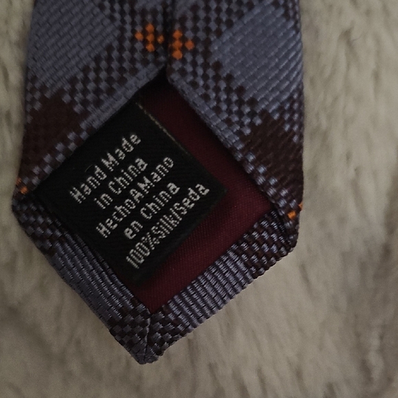 Original Penguin Blue and Brown Plaid Tie - Picture 4 of 5
